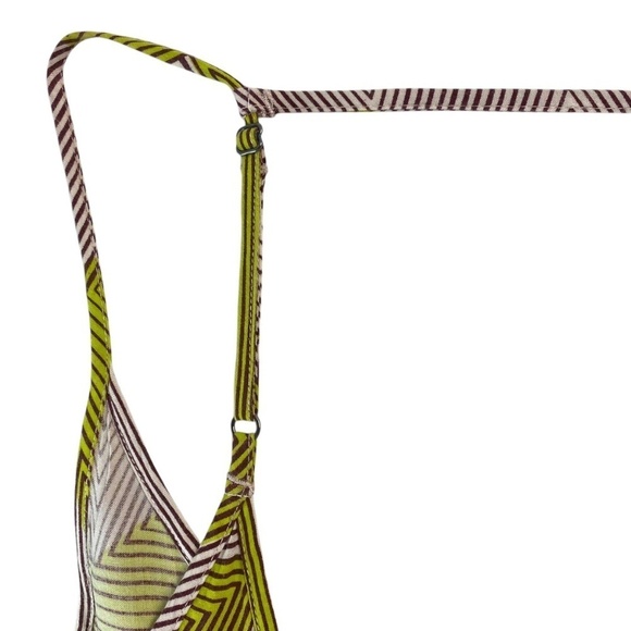 BILLABONG Geo Print Hi/Low Maxi Dress in Acid Green, Brown and White Size S/P - Picture 6 of 8